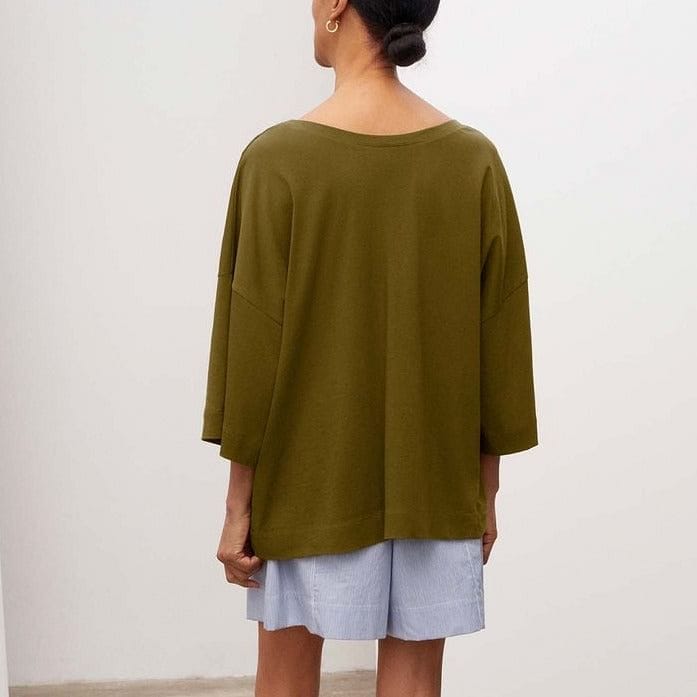 Kowtow Oversized V Neck Top - Khaki Kowtow