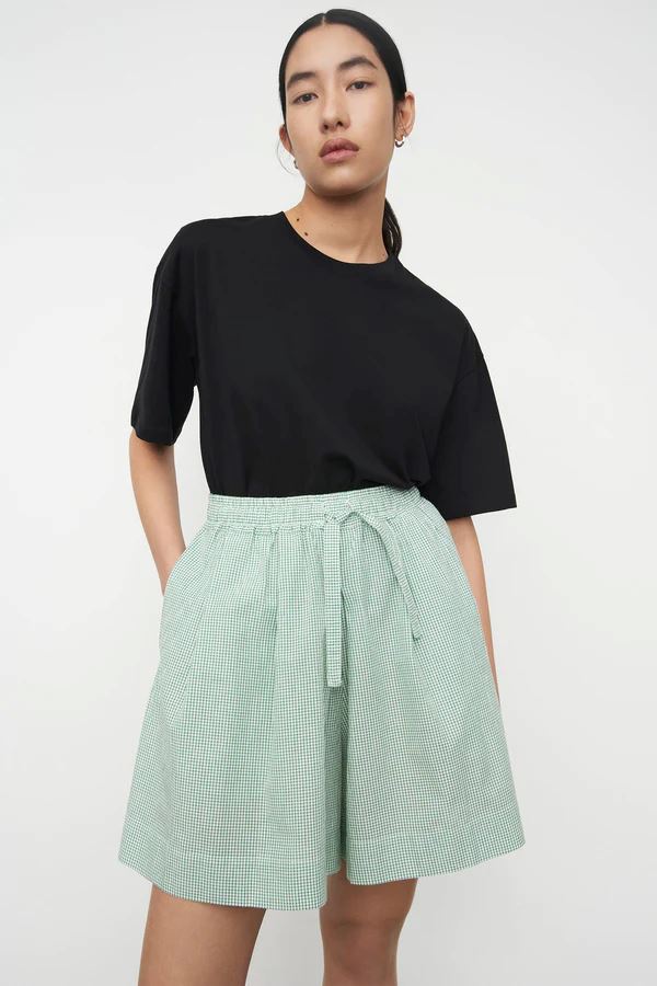 Kowtow Paper Shorts - Green Mini Check Kowtow