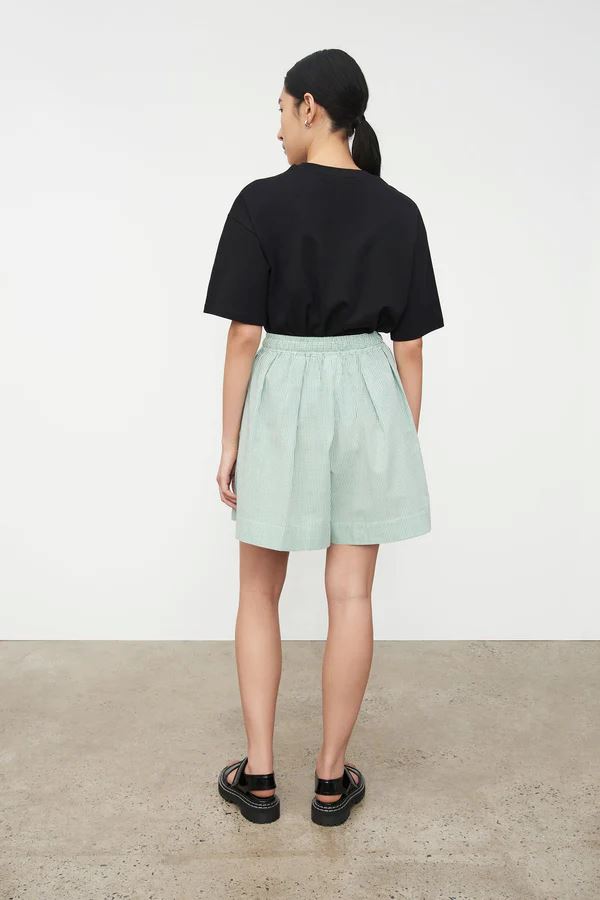 Kowtow Paper Shorts - Green Mini Check Kowtow