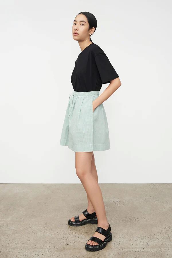 Kowtow Paper Shorts - Green Mini Check Kowtow