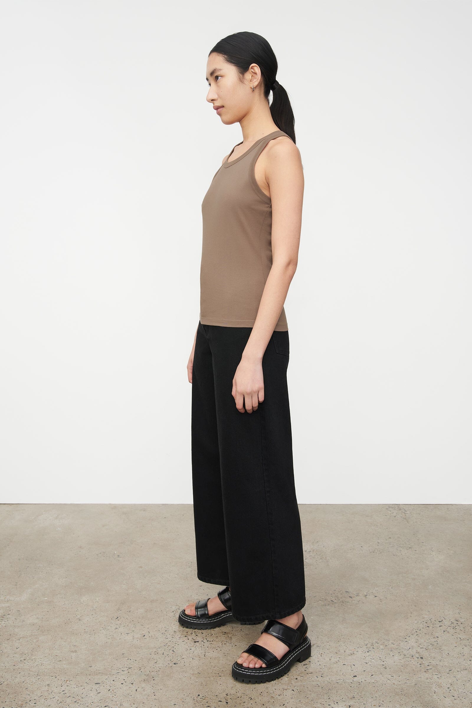 Kowtow Racer Back Singlet - Taupe Kowtow