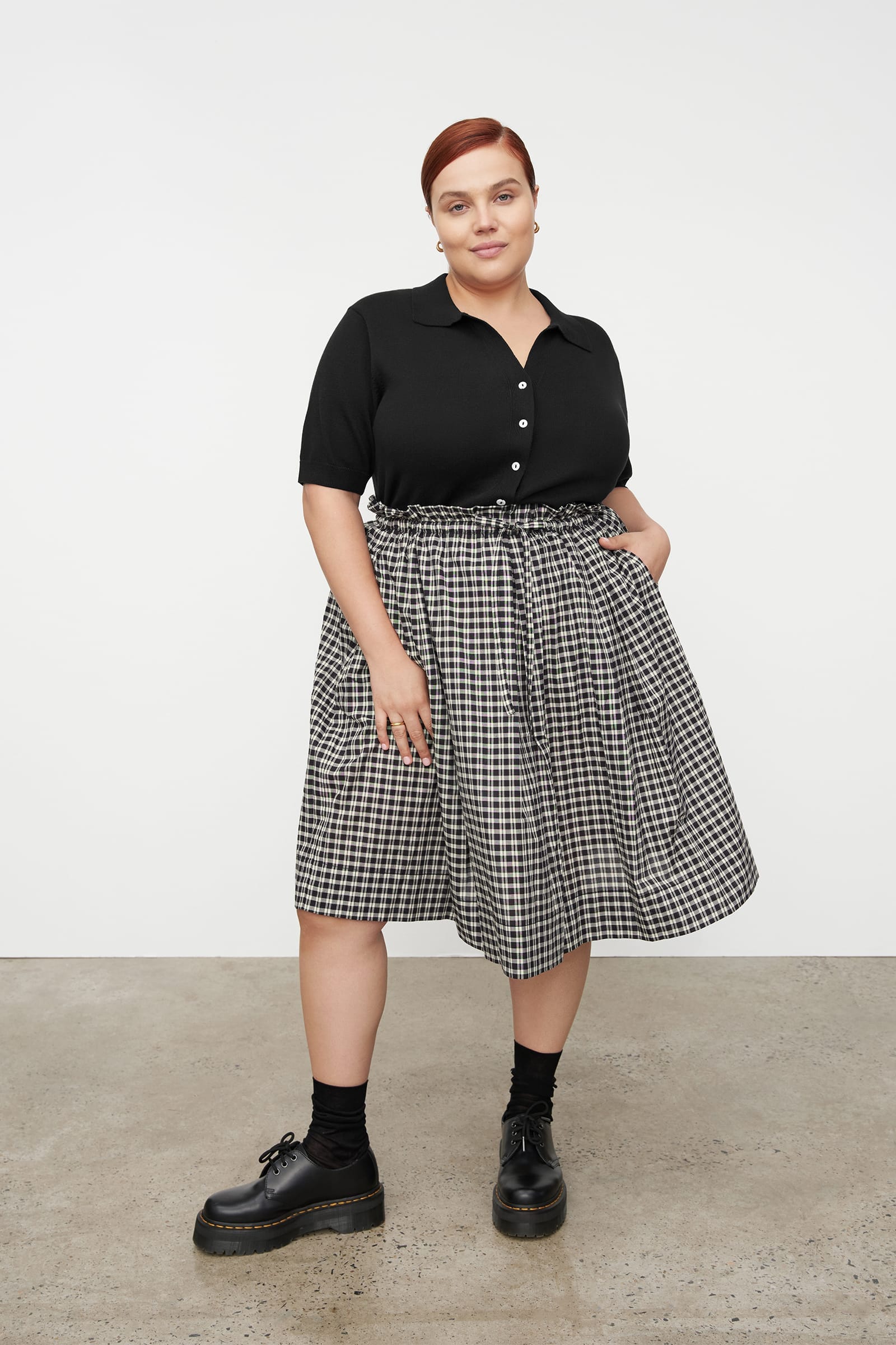 Kowtow Stevie Skirt - Monochrome Check Kowtow