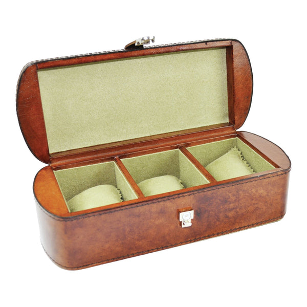 Leather 3 Piece Watch Box - Tan Eclectic House