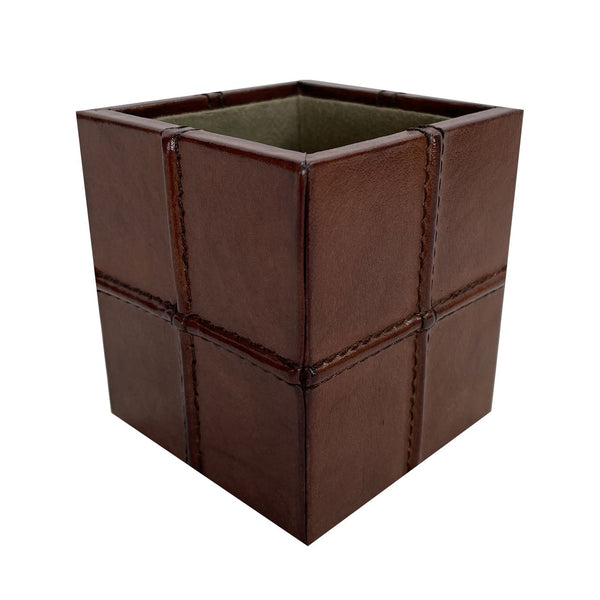 Leather Patched Pen Holder - Tan Eclectic House