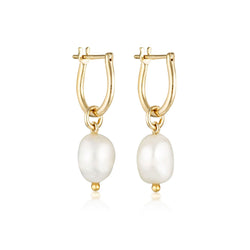 Linda Tahija Baroque Pearl Hoop Earrings - Gold Linda Tahija