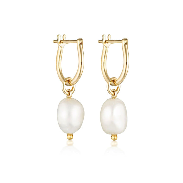 Linda Tahija Baroque Pearl Hoop Earrings - Gold Linda Tahija