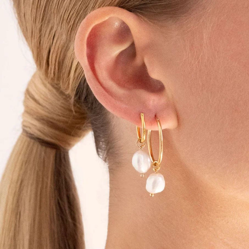 Linda Tahija Baroque Pearl Hoop Earrings - Rose Gold Linda Tahija