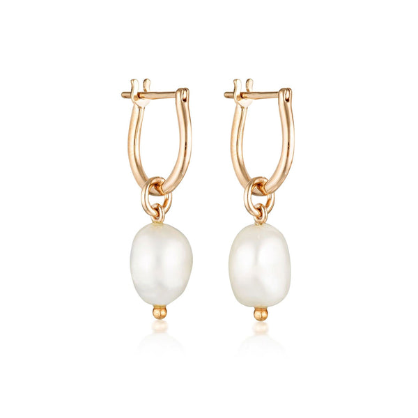 Linda Tahija Baroque Pearl Hoop Earrings - Rose Gold Linda Tahija
