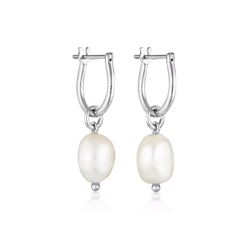 Linda Tahija Baroque Pearl Hoop Earrings - Silver Linda Tahija