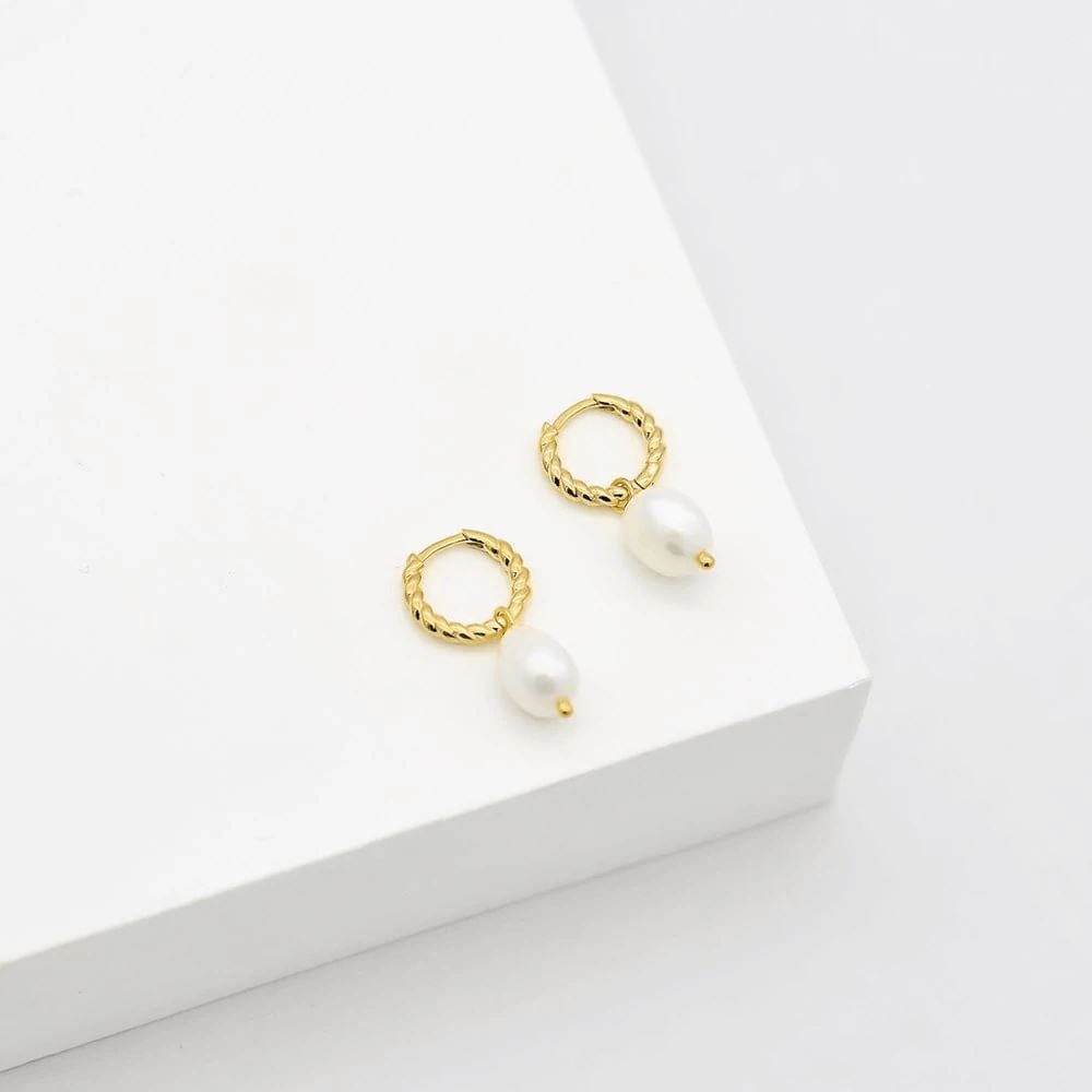 Linda Tahija Baroque Pearl Rope Huggie Earrings - Gold Linda Tahija