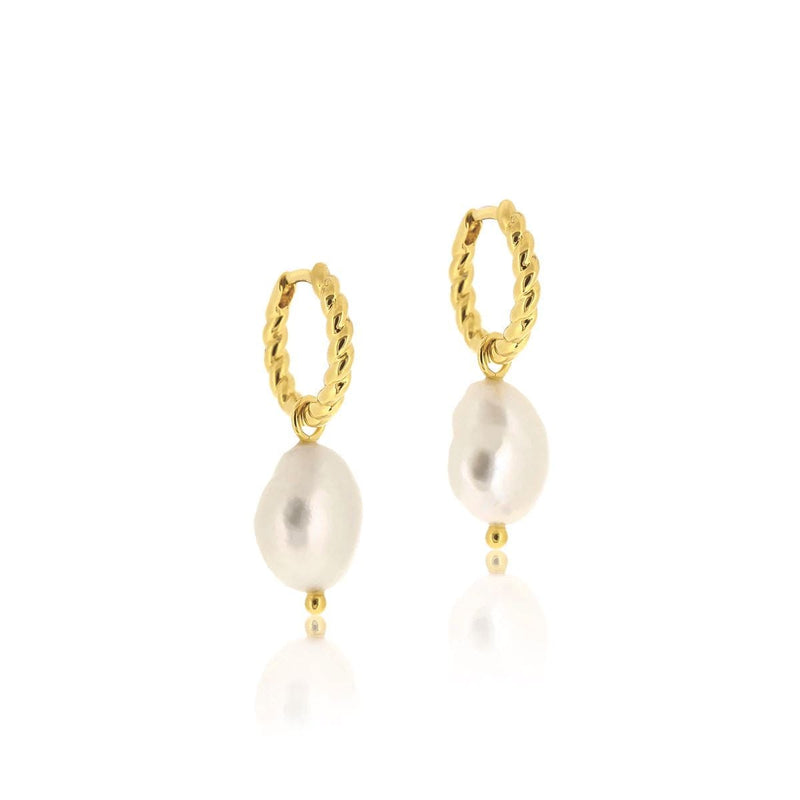 Linda Tahija Baroque Pearl Rope Huggie Earrings - Gold Linda Tahija