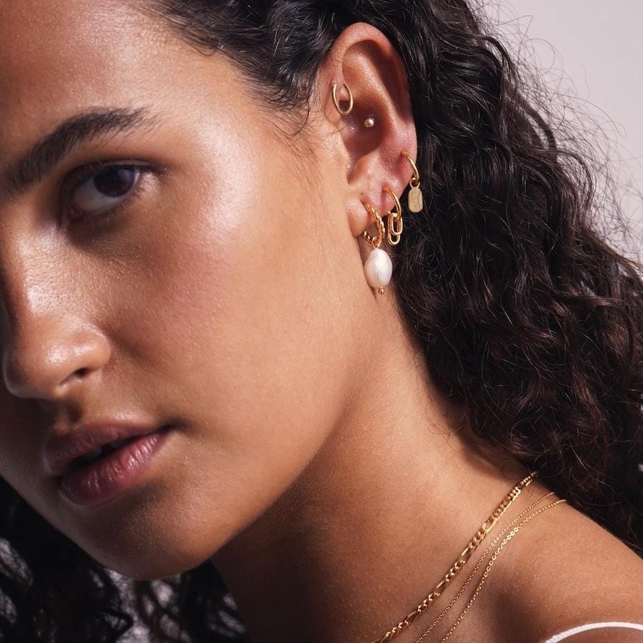 Linda Tahija Ellipse Hoop Earrings - Gold Linda Tahija