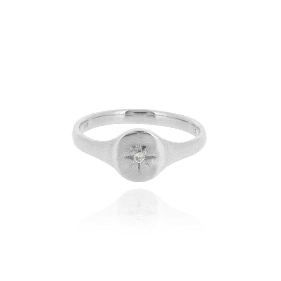 Linda Tahija North Star Diamond Signet Ring - White Gold Linda Tahija