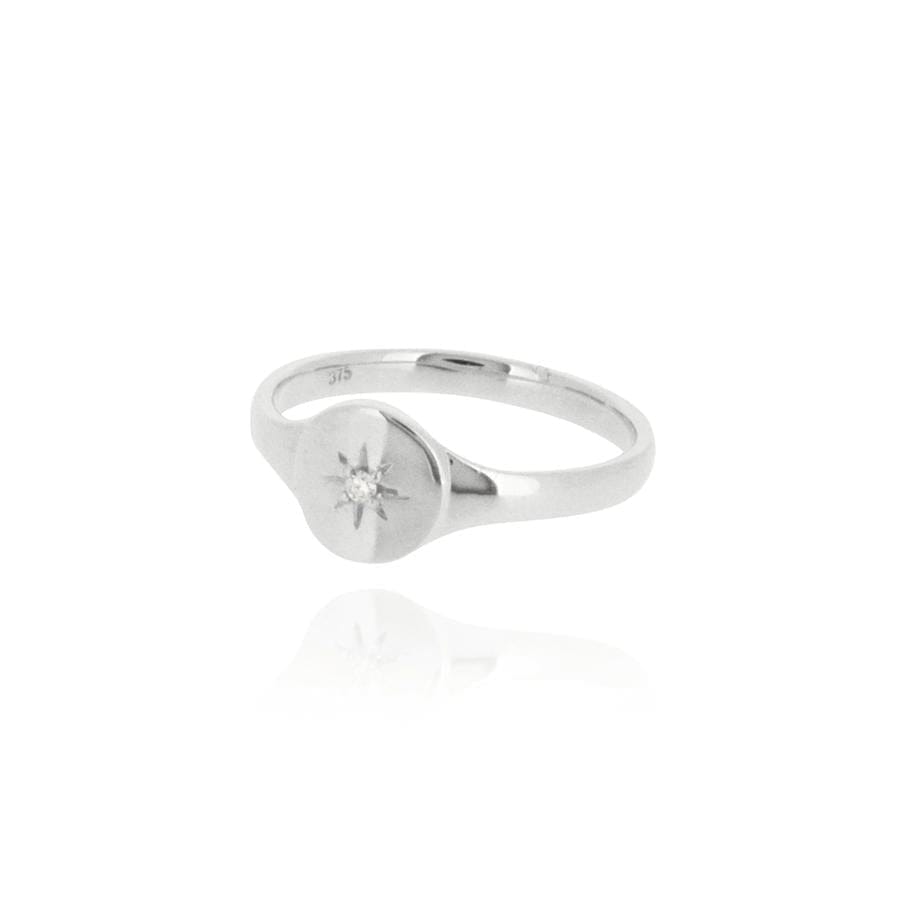 Linda Tahija North Star Diamond Signet Ring - White Gold Linda Tahija