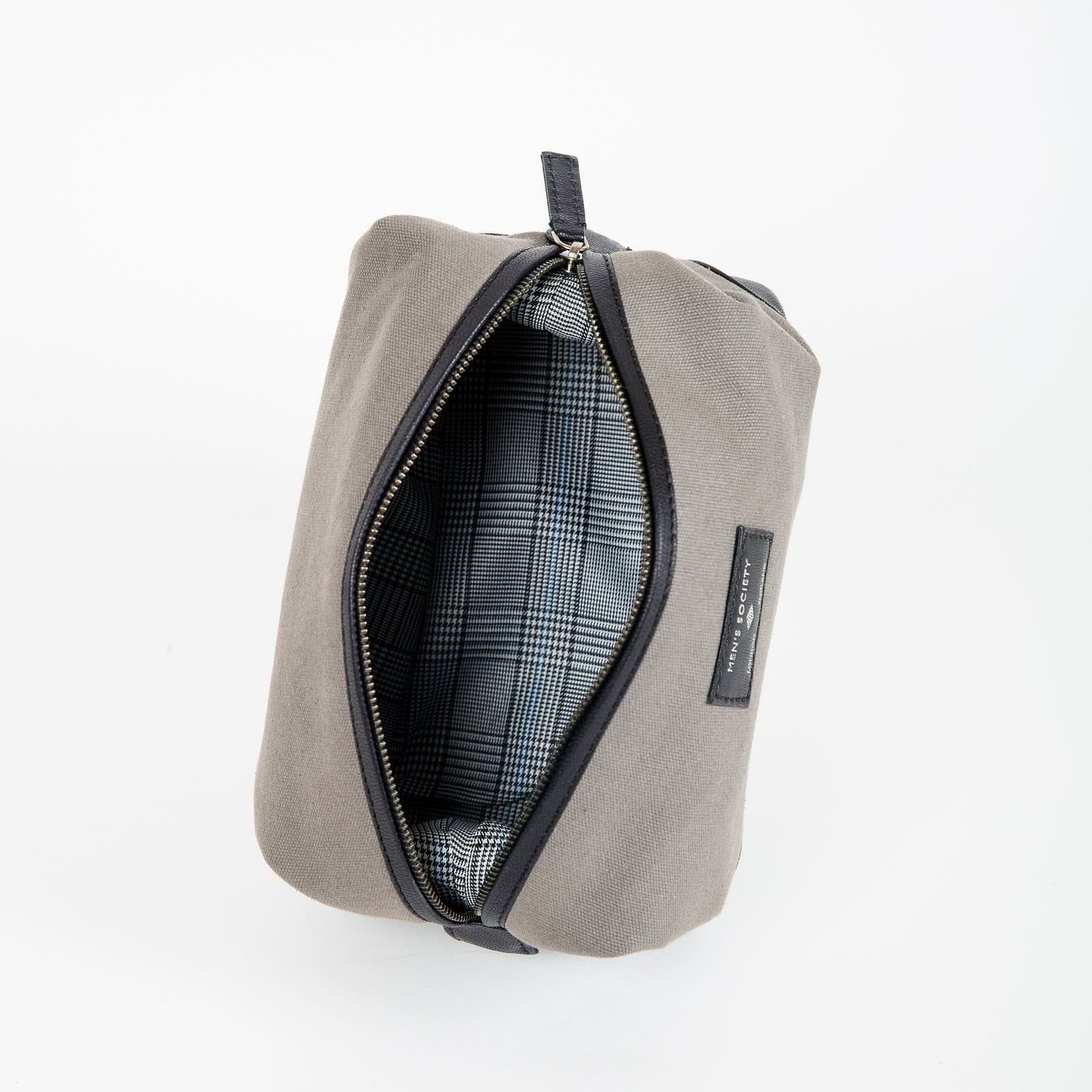 Little Global Leather Washbag - Grey & Black Little Global