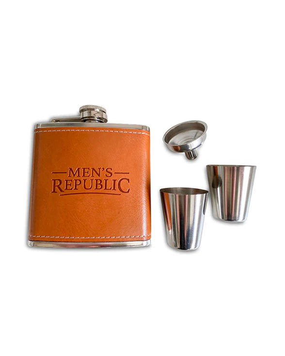 Men's Republic Hip Flask Set - Brown Men's Republic