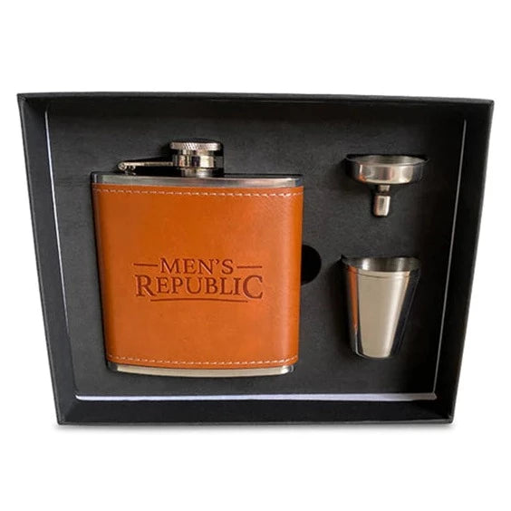 Men's Republic Hip Flask Set - Brown Men's Republic