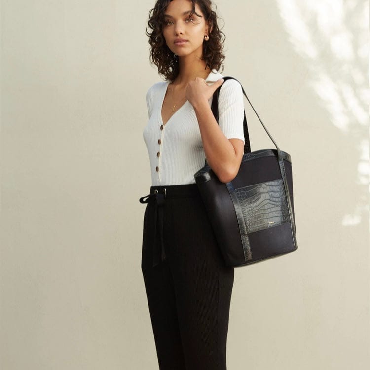 Sancia Minka Tote - Black Croc Sancia