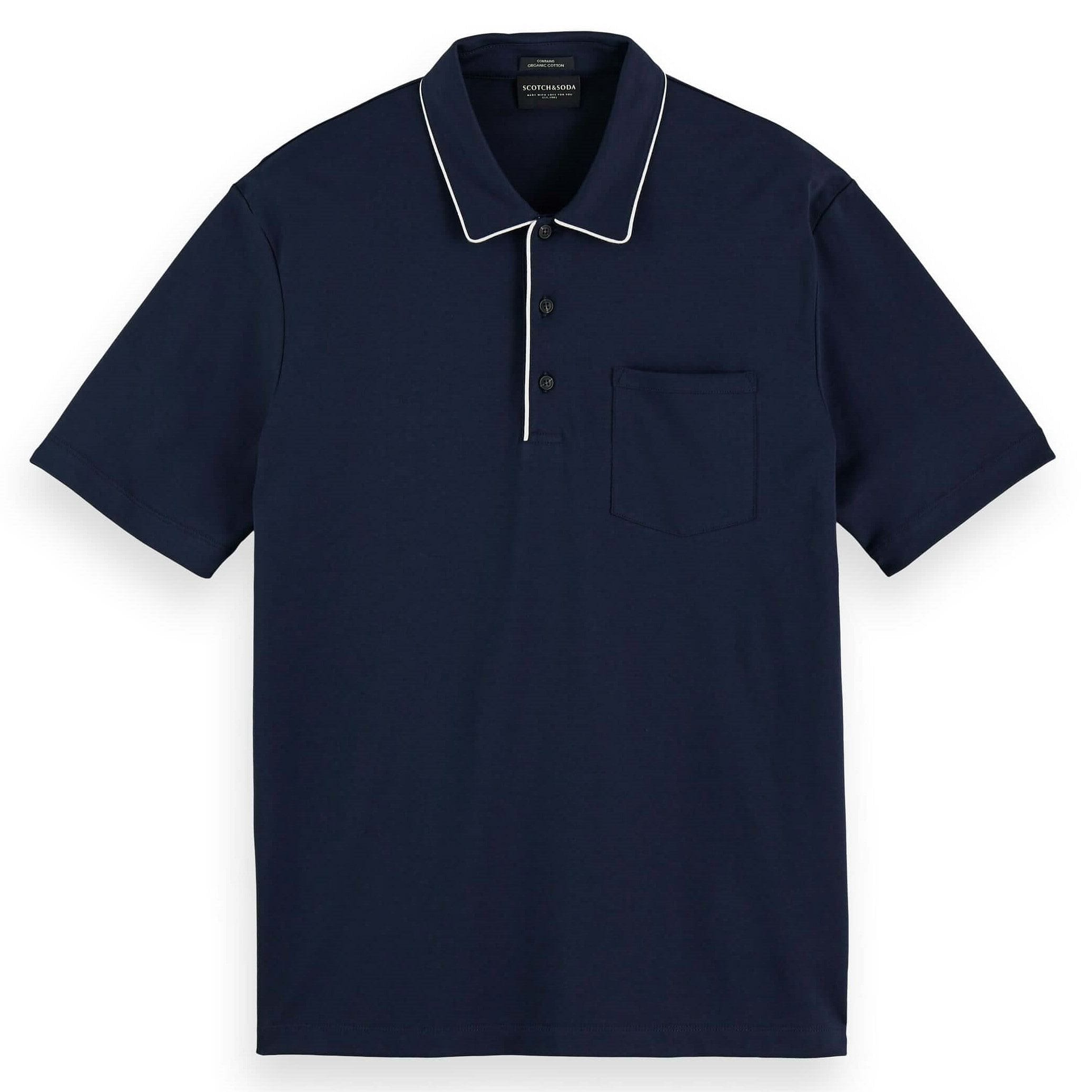 Scotch & Soda Chic Cotton Jersey Polo With Contrast Piping - Night Scotch & Soda