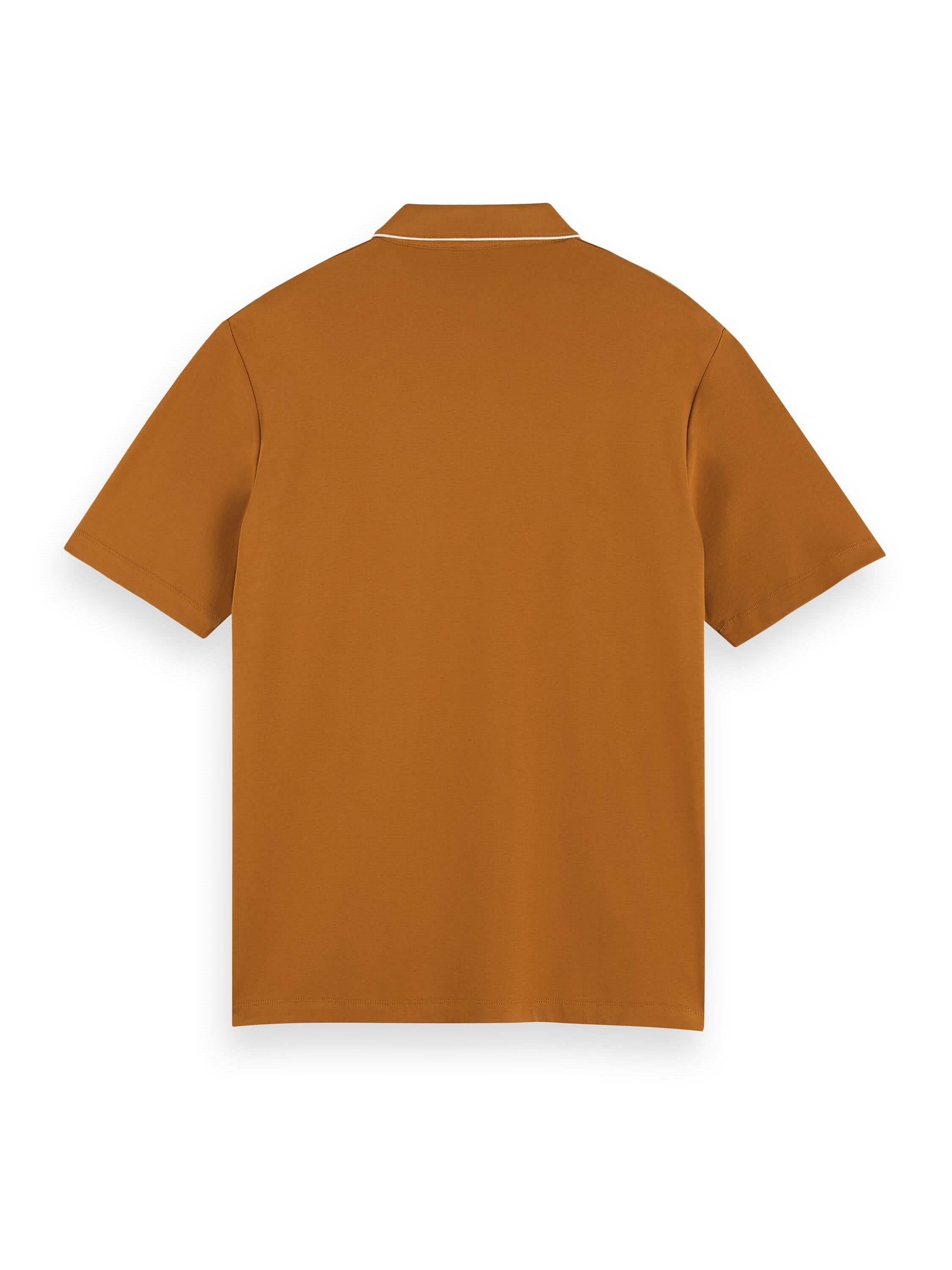 Scotch & Soda Chic Cotton Jersey Polo With Contrast Piping - Teak Scotch & Soda