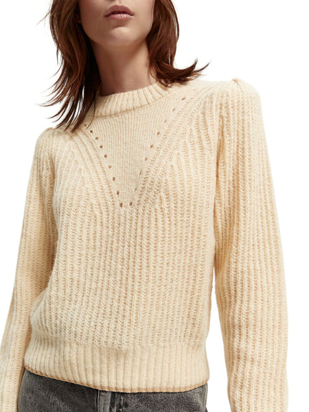 Scotch & Soda Crewneck Knit with Puffed Sleeves - Cream Moon – Eclectic ...