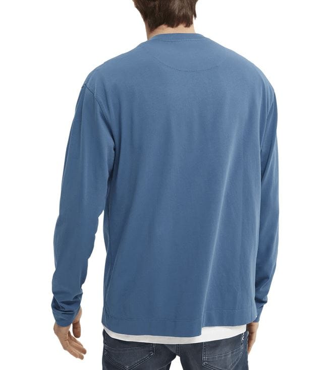 Scotch & Soda Grandad Long Sleeved T-shirt - Seventies Blue Scotch & Soda