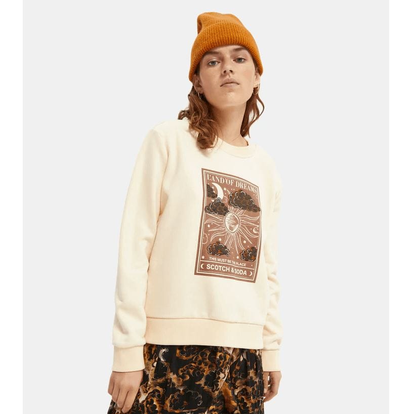 Scotch & Soda Relaxed Fit Graphic Sweater - Ecru Scotch & Soda