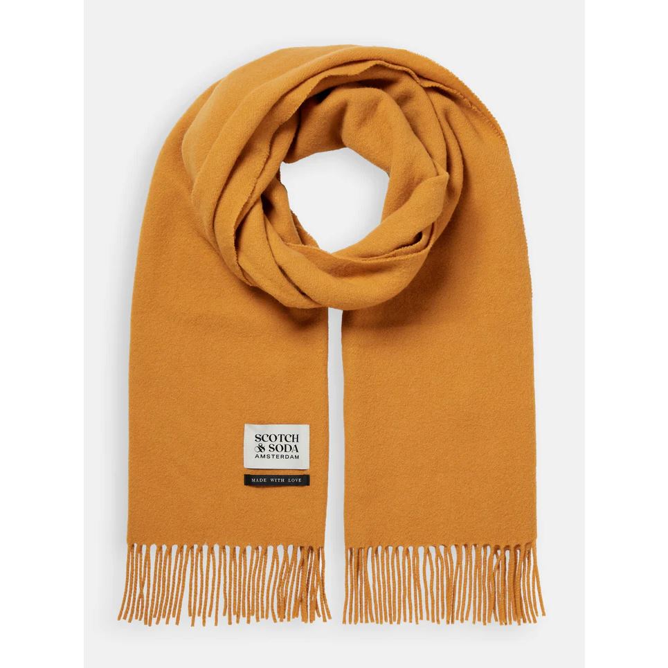 Scotch & Soda Unisex Fringed Wool Scarf - Cinnamon Spice Scotch & Soda