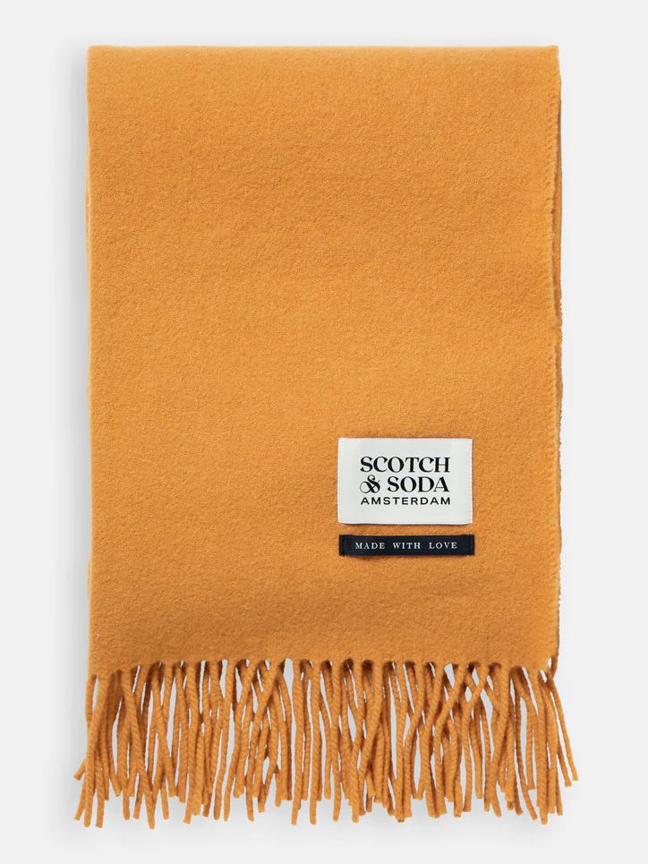 Scotch & Soda Unisex Fringed Wool Scarf - Cinnamon Spice Scotch & Soda