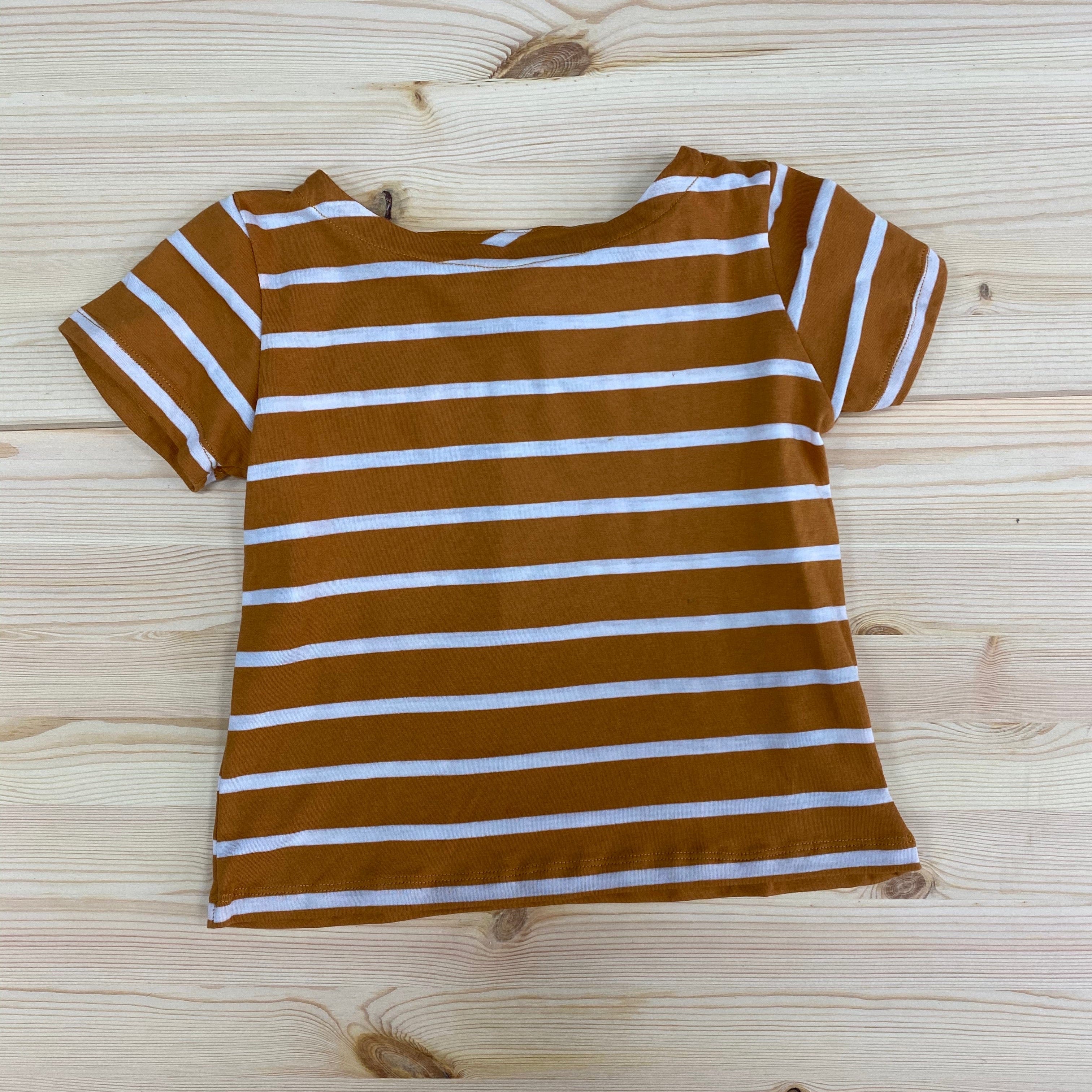 Somebody's Story Kids Boat Neck Tee- Ochre and Salt Stripe Somebody's Story