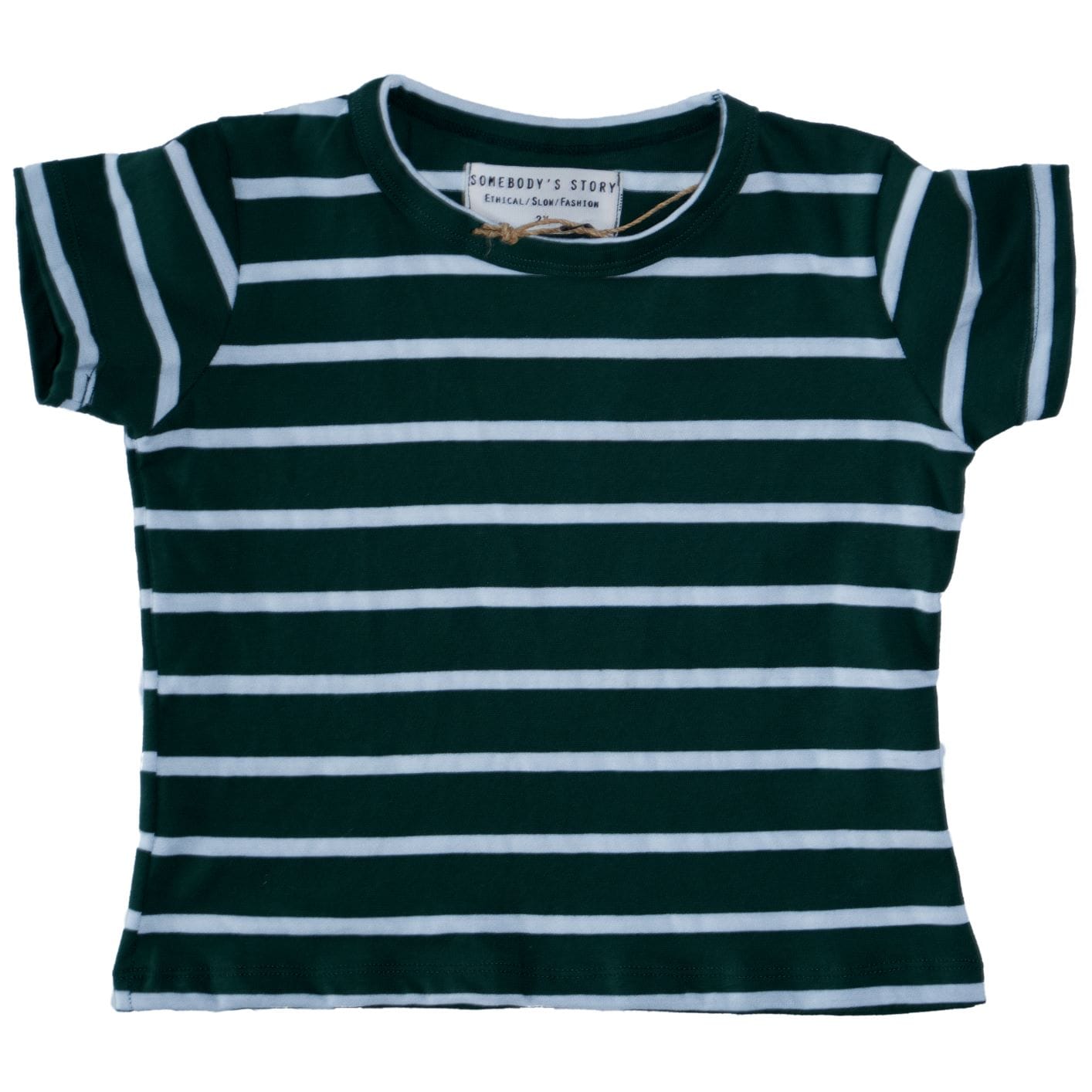 Somebody's Story Kids Crew Neck T-shirt- Forest & Salt Stripe Somebody's Story