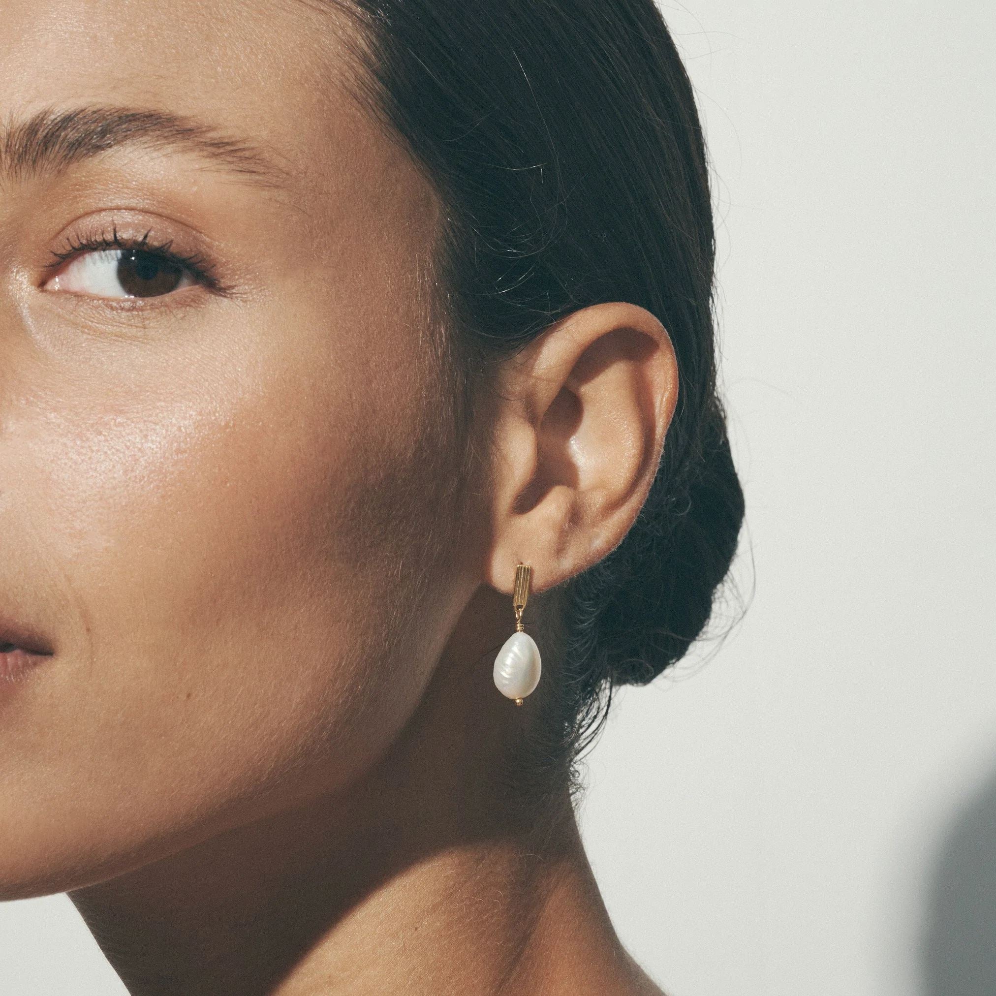 Temple of the Sun Baroque Pearl Earrings - Gold Temple of the Sun