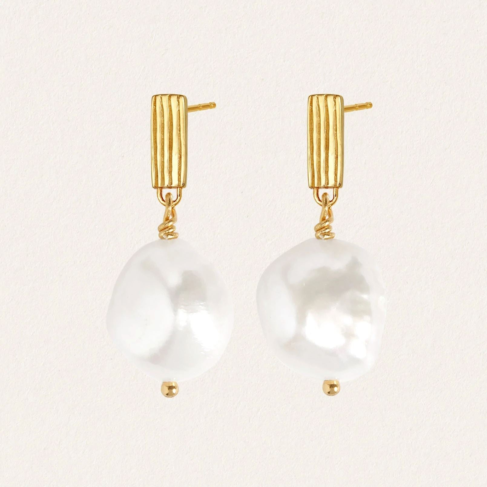 Temple of the Sun Baroque Pearl Earrings - Gold Temple of the Sun