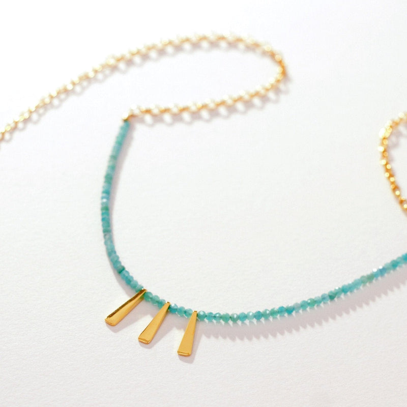 Temple of the Sun Naxos Necklace - Amazonite Gold Temple of the Sun