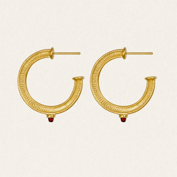 Temple of the Sun Vulcan Hoop Earrings Gold Temple of the Sun