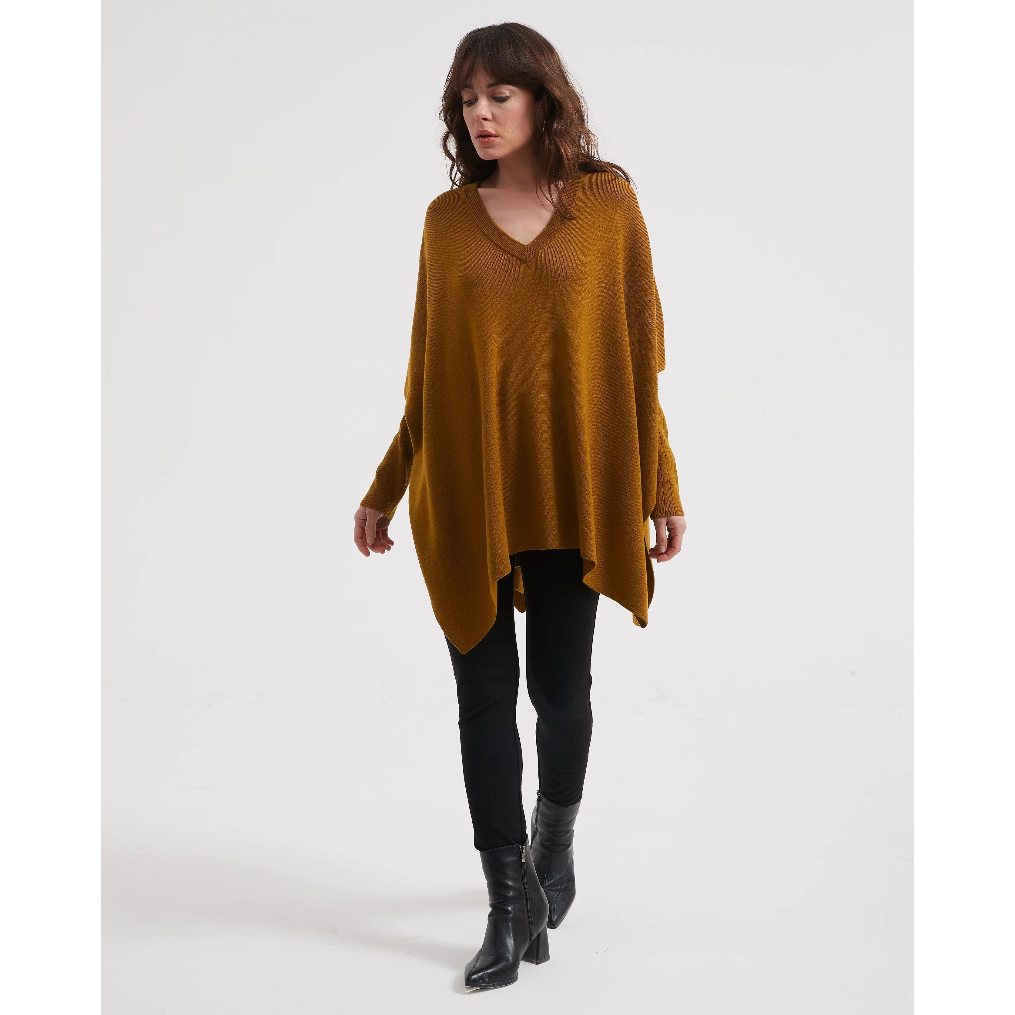 Tirelli V Neck Boxy Knit Jumper - Sepia Tirelli