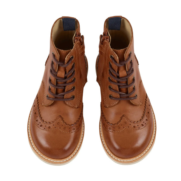 Young Soles Sidney Brogue Boot - Burnished Tan Young Soles